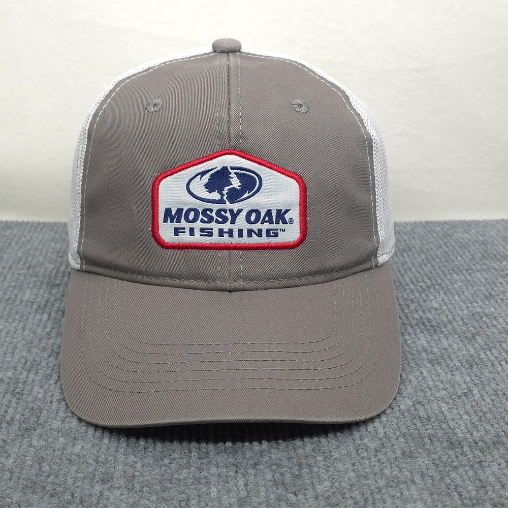 Mossy Oak Fishing Hat Cap Snap Back Mens One Size Gray Mesh Trucker Outdoor